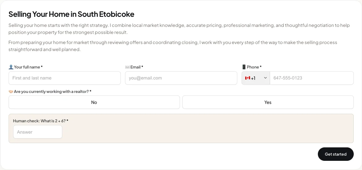 Seller form before selecting No