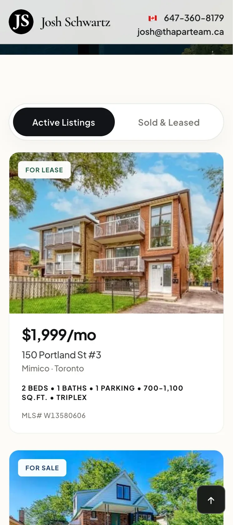 Mobile listings view