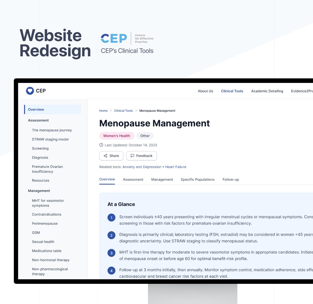 CEP Clinical Tools Redesign — case study cover
