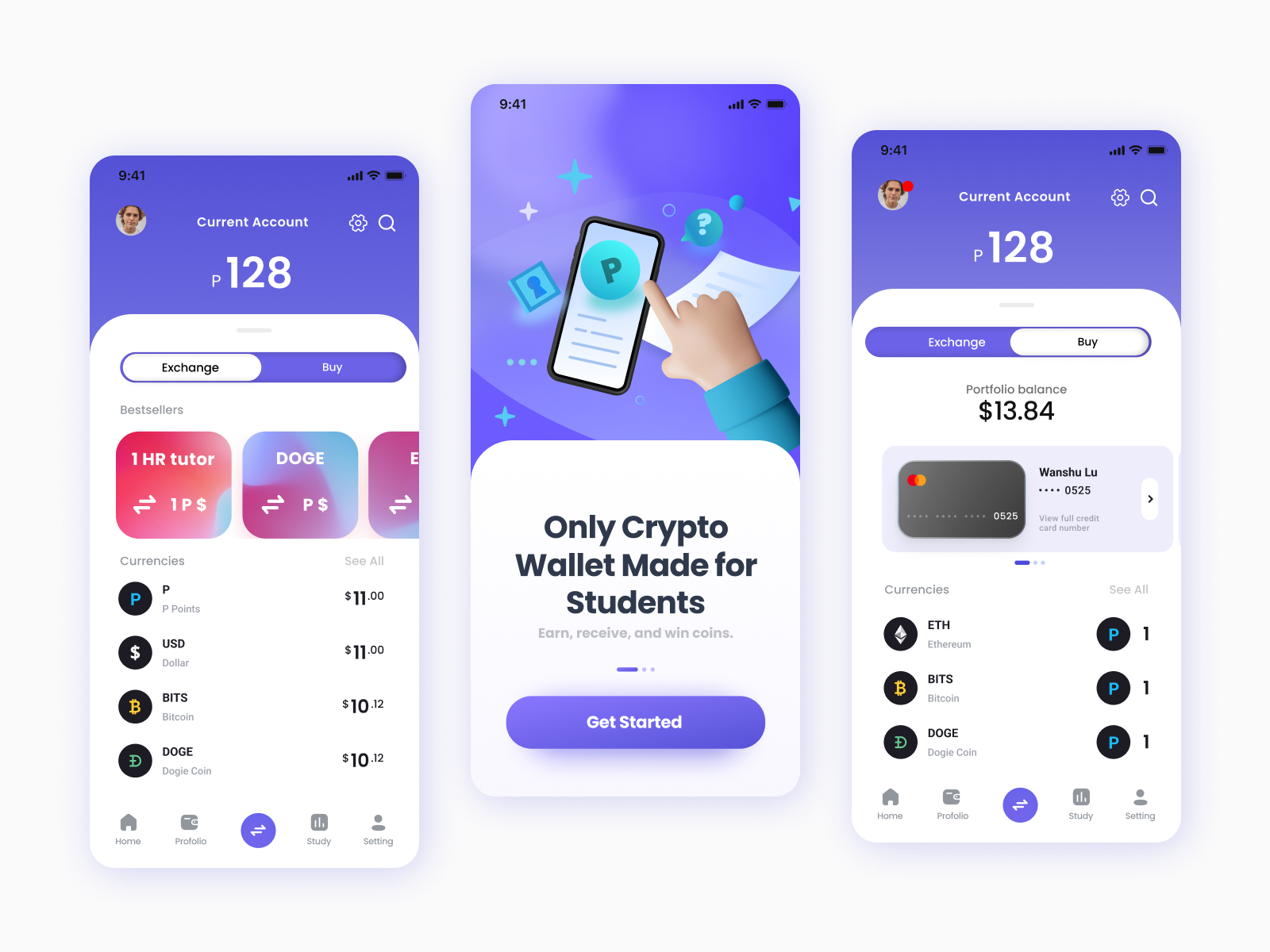 Payment Platform — Crypto rewards: primary mobile flows.