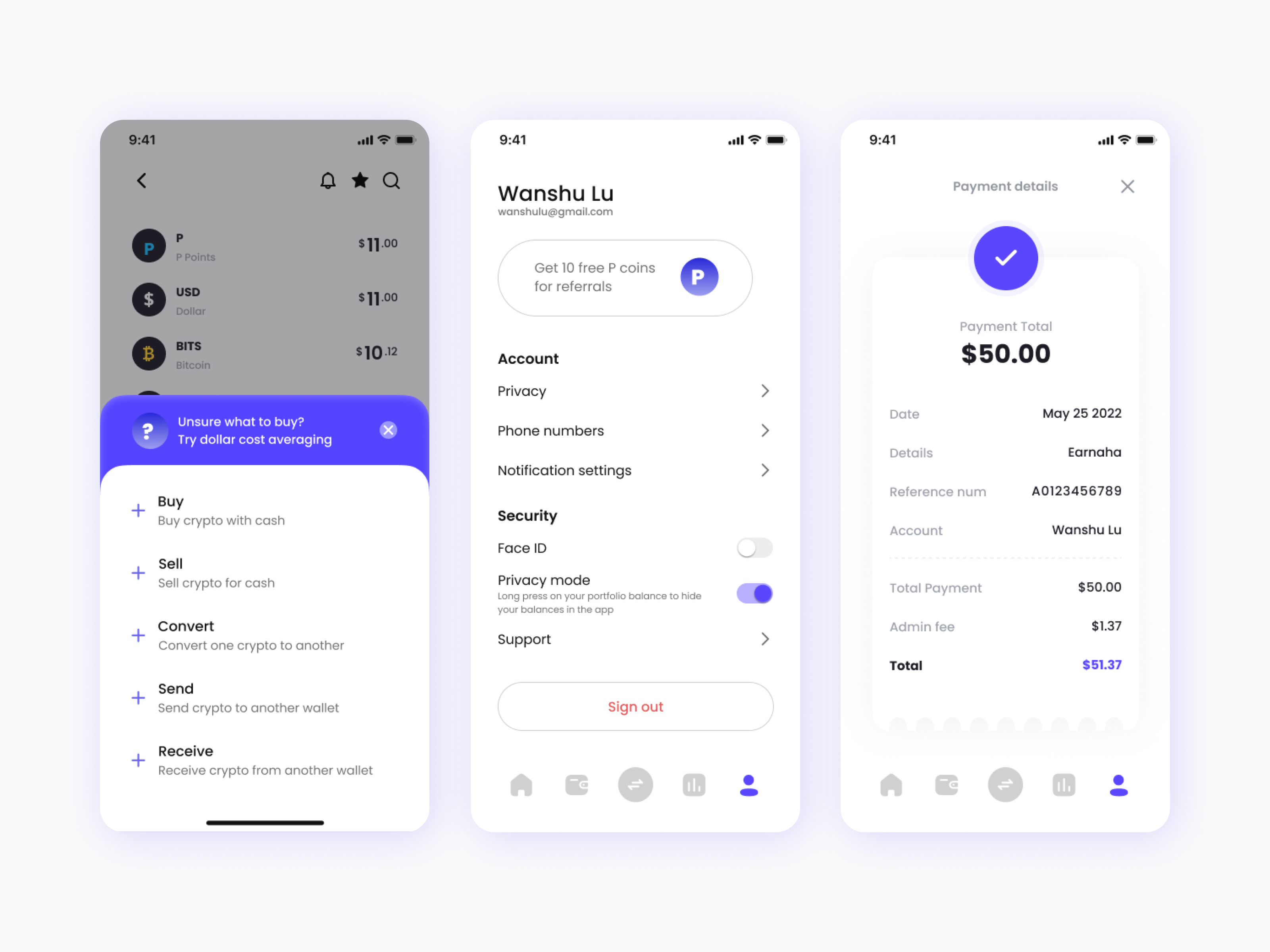 Payment Platform — Balance, history, and trust-building UI.